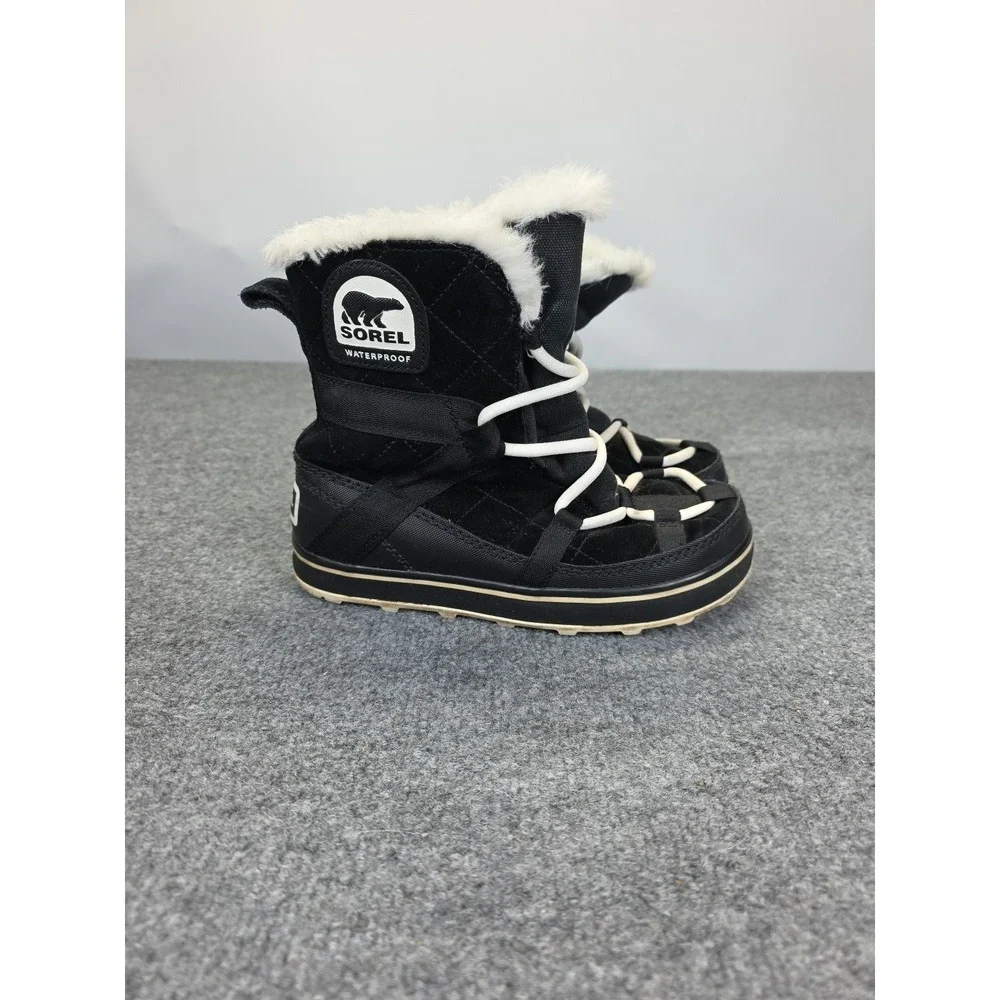 Sorel Womens Glacy Explorer Shortie Quarry Snow Boot Size 6 Black‎ Waterproof